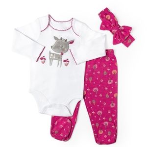 3 piece baby girl deer set